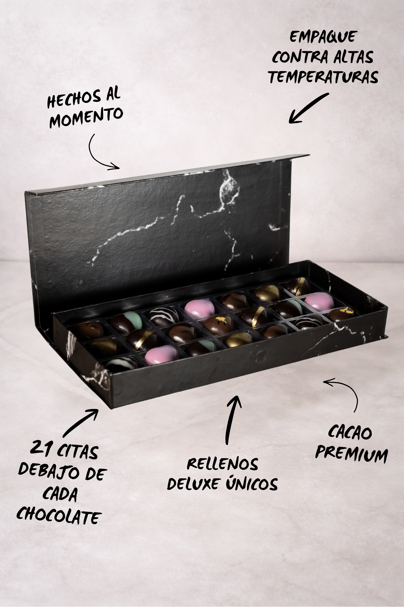 Caja de Chocolates "21 Citas" - Regalo Premium de Aniversario | Chocolate Belga