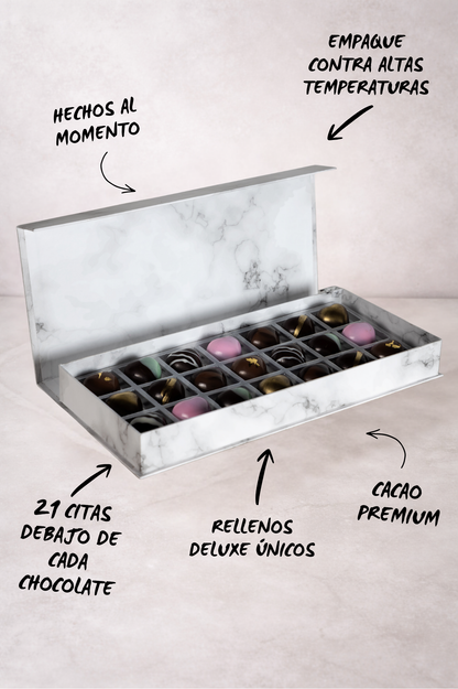 Caja de Chocolates "21 Citas" - Regalo Premium de Aniversario | Chocolate Belga