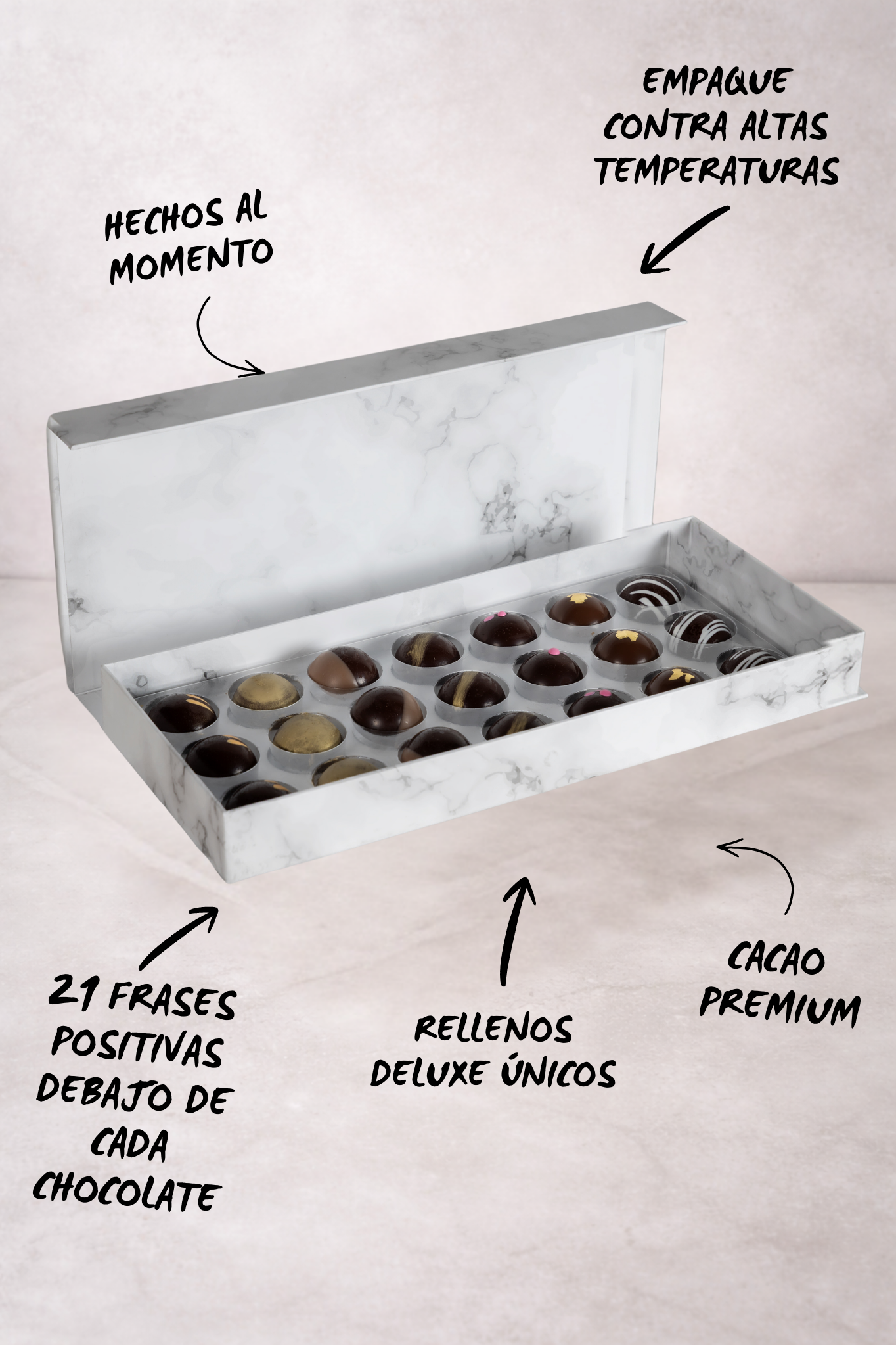 Chocolates con Frases Positivas - Caja de Regalo "21 Días" | Chocolate Belga