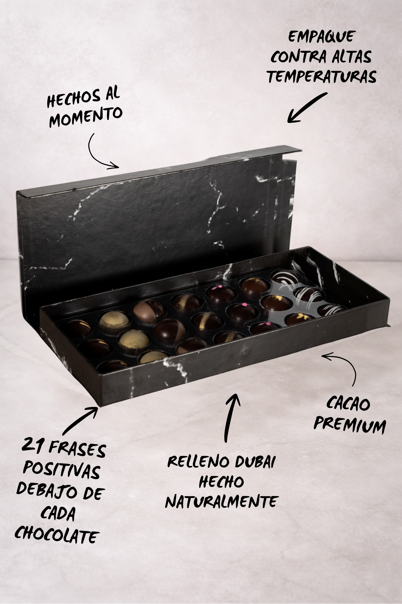 Chocolates con Frases Positivas - Caja de Regalo "21 Días" | Chocolate Belga
