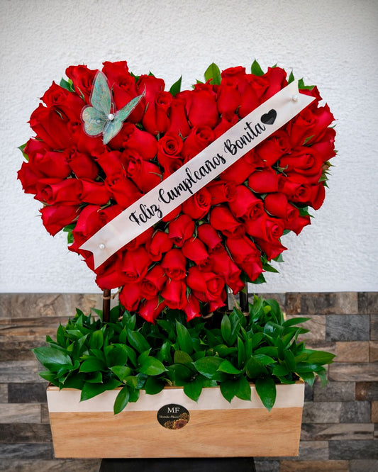 Corazon de Rosas Rojas Regalo Cumpleaños - RouxFlowers
