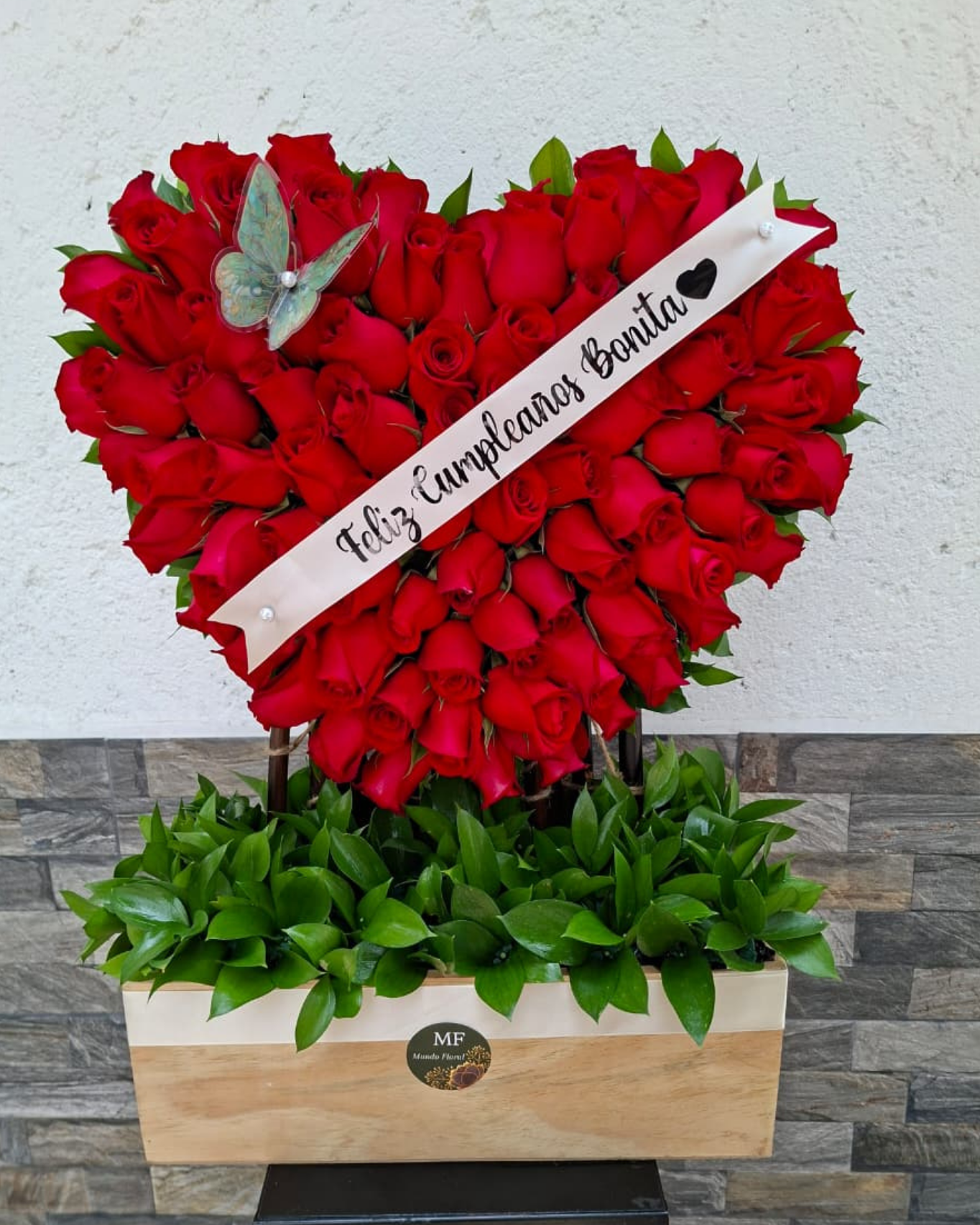 Corazón Rosas Rojas Frescas | Solo CDMX
