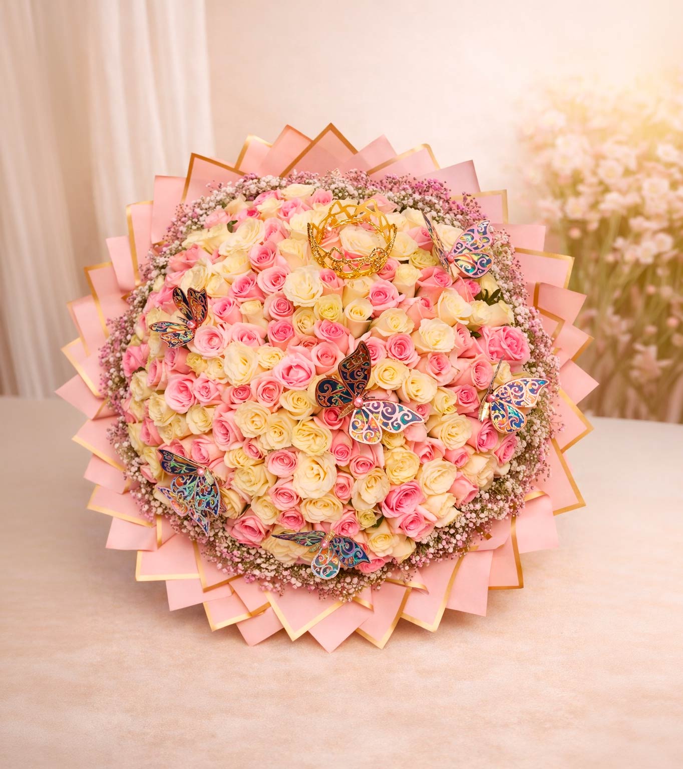 Ramo 200 Rosas Colores Pastel Frescas - RouxFlowers