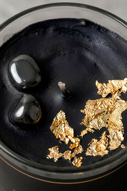 Vela del Exito Hematita y Hoja de Oro Vela Aromática - RouxFlowers